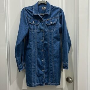 Calvin Klein Long Sleeve Blue Denim Dress - Size: M